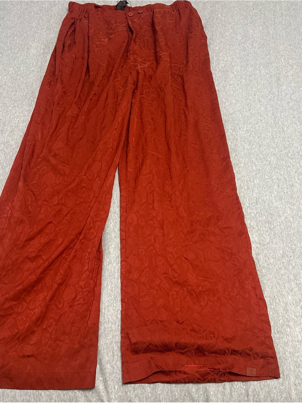 Fenty Beauty Wide-Leg Lace Pants in Rust Red